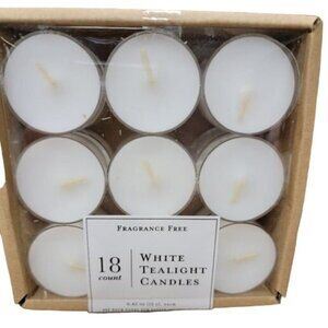 Fragrance Free 18 white T light candles set